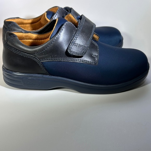 Dr Comfort Annie Womens Navy Leather Lycra Hook and Loop Comfort Shoes Size 6.5W - Picture 8 of 12